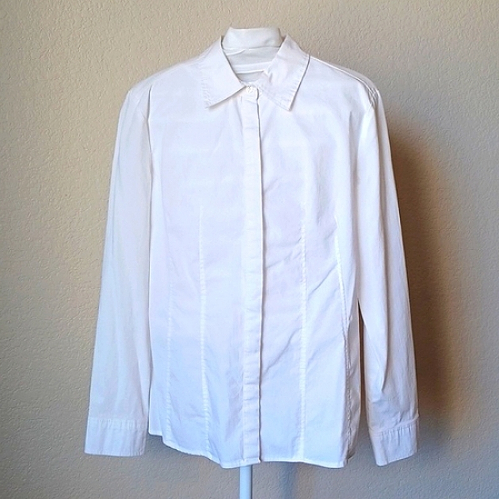 Apt 9 Long Sleeve Button Down Dress Shirt White, Womens size Medium